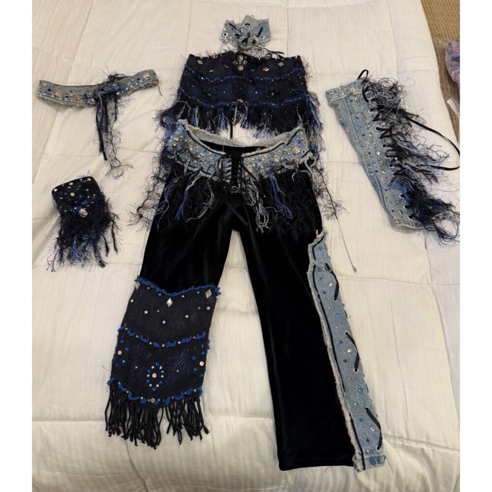 Vintage Bohemian Beaded & Fringed Dance Costume Set